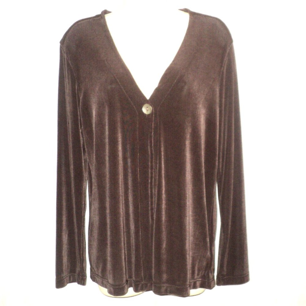 Units Petites Women's Jacket Size Medium Brown Front Button Long Sleeves